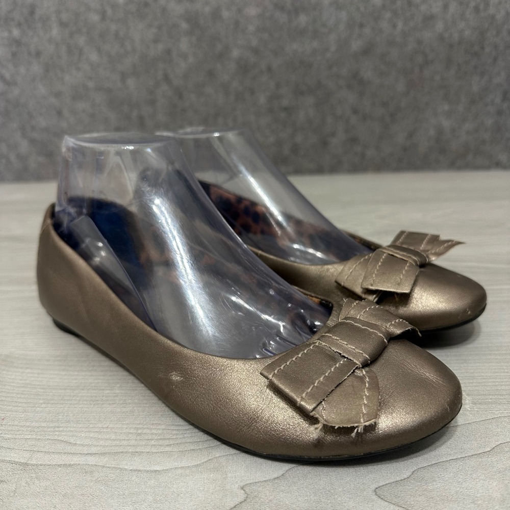 Clarks‎ Poem Court Ballet Flats Womens 8 Bronze Metallic Leather Bow Bendables